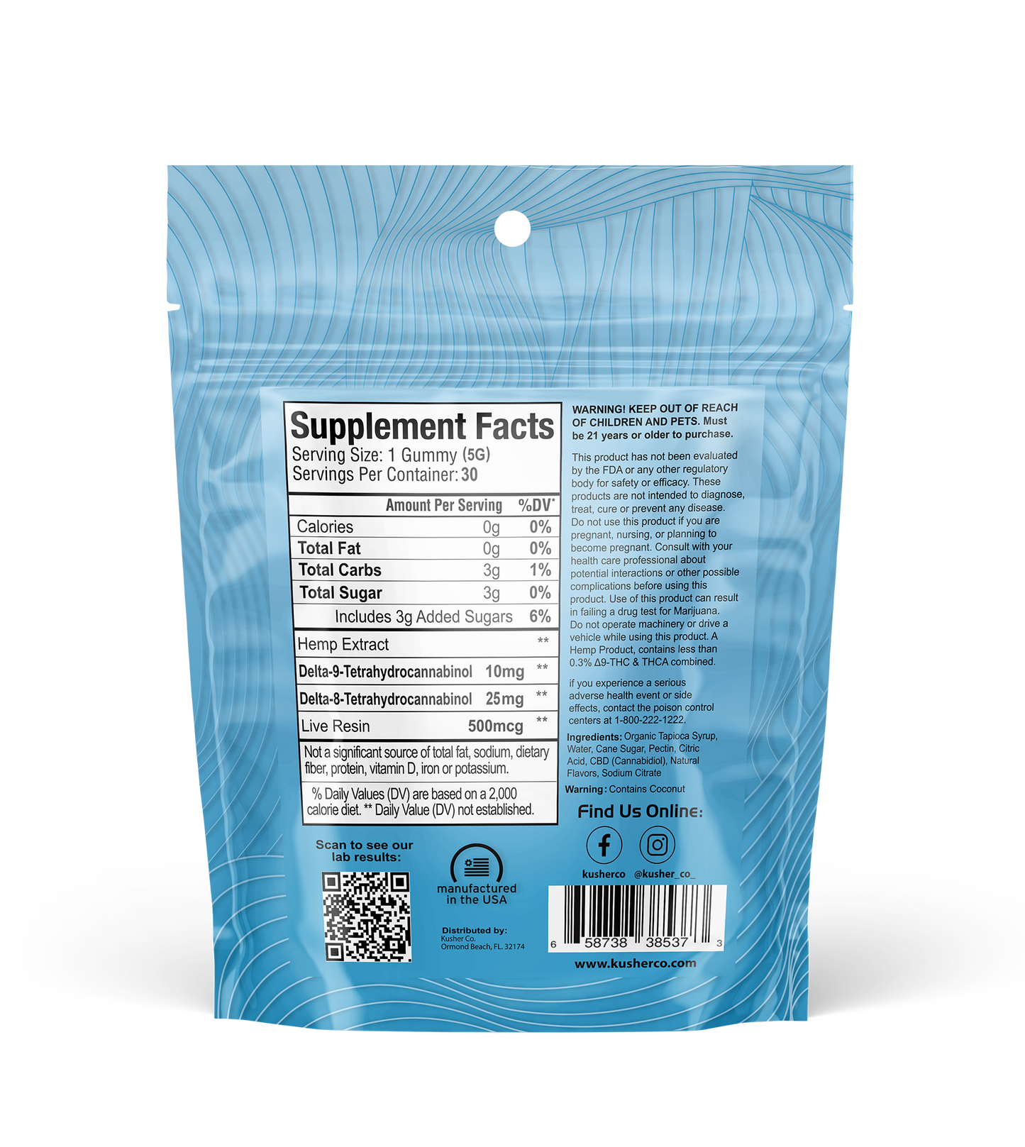 Happy Hour - Kosher Hemp Gummies (d8 +d9 & Live Resin)