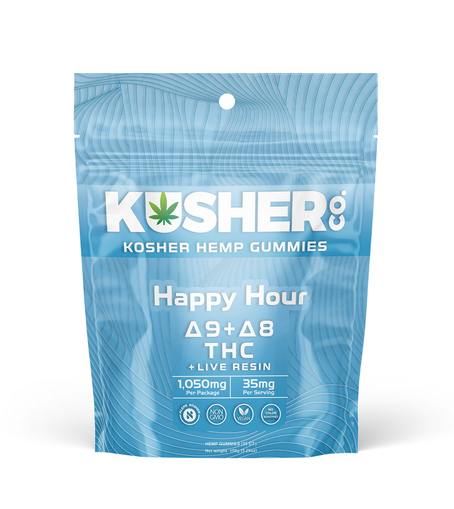 Happy Hour - Kosher Hemp Gummies (d8 +d9 & Live Resin)