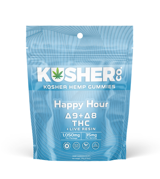 Happy Hour - Kosher Hemp Gummies (d8 +d9 & Live Resin)