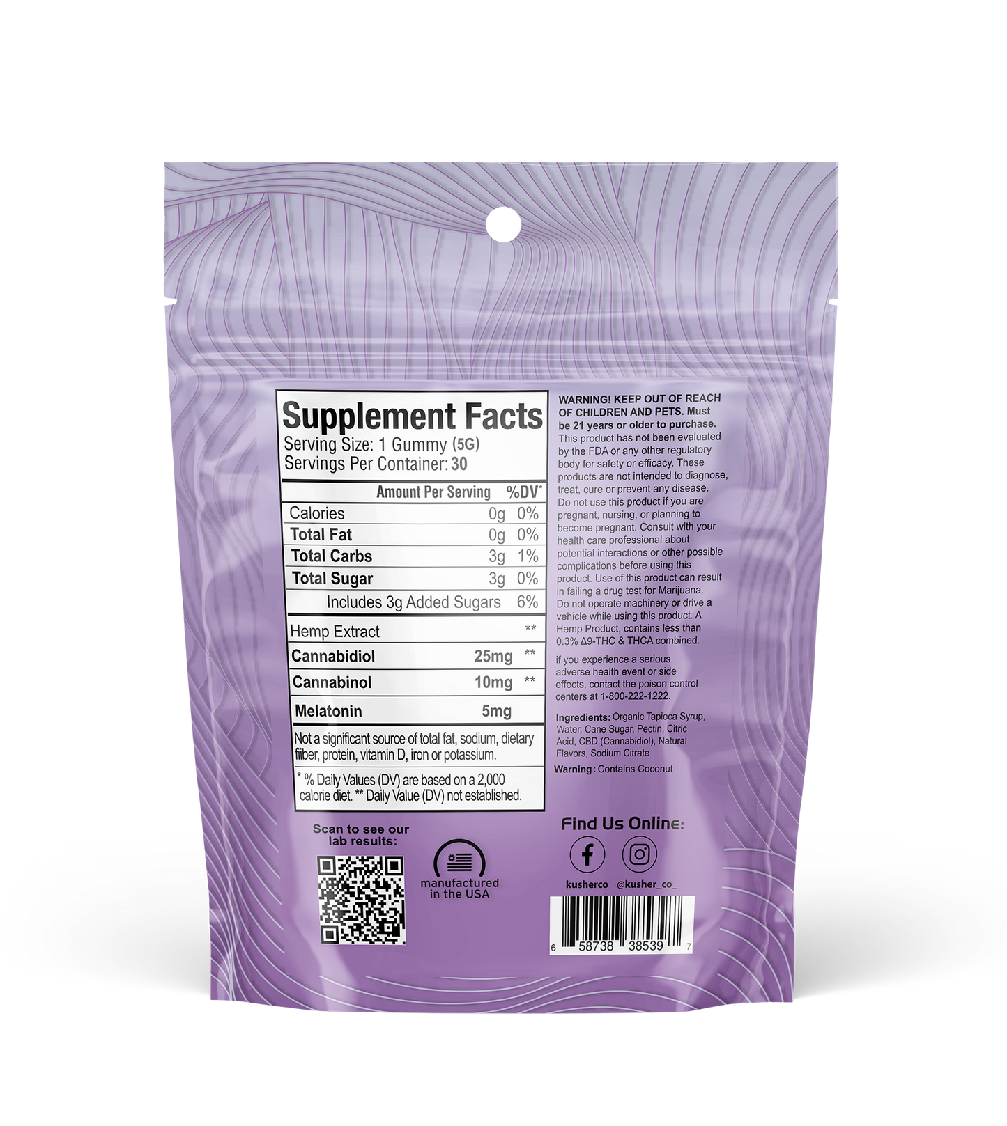 Night Time - Kosher Hemp Gummies (CBD + CBN & Melatonin)