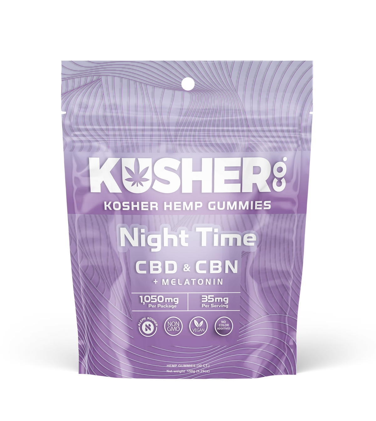 Night Time - Kosher Hemp Gummies (CBD + CBN & Melatonin) from info