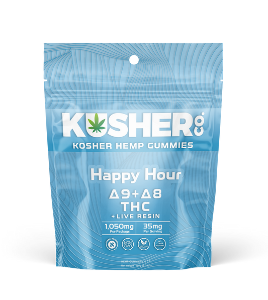 Happy Hour - Kosher Hemp Gummies (D8 +D9 & Live Resin)