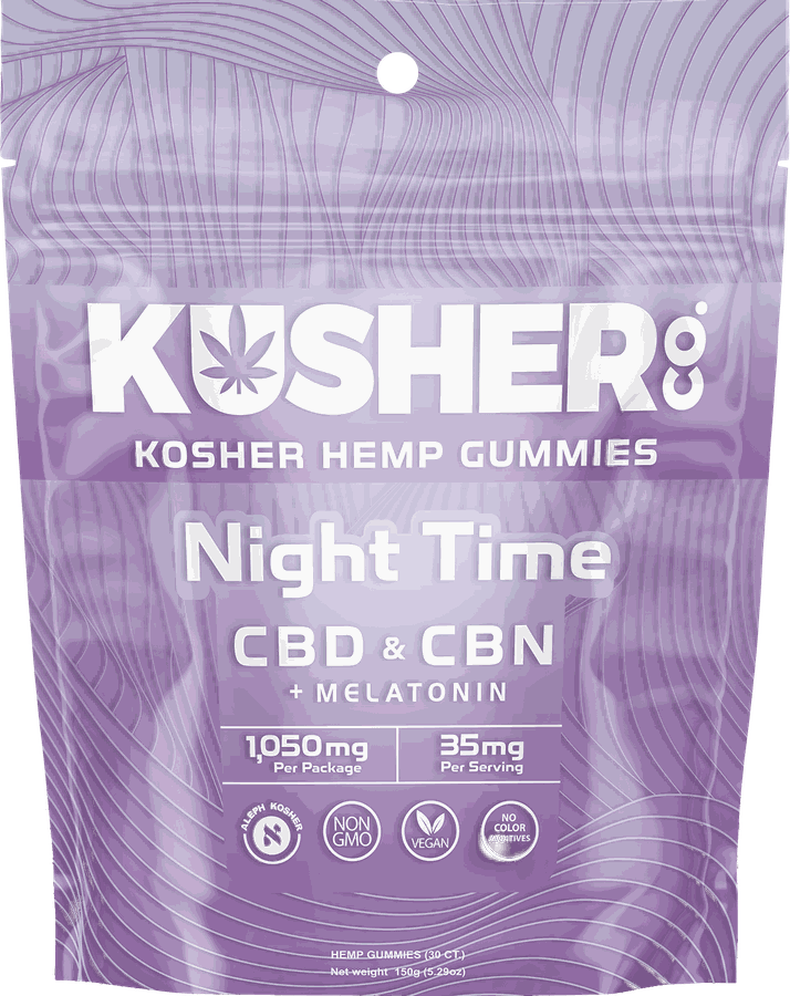Night Time - Kosher Hemp Gummies (CBD + CBN & Melatonin)