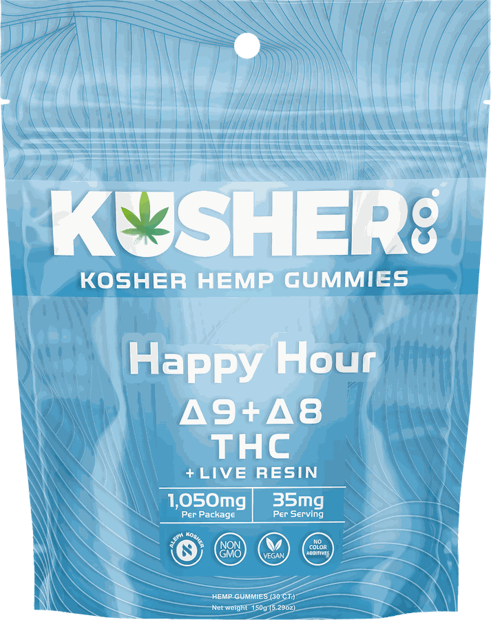 Happy Hour - Kosher Hemp Gummies (d8 +d9 & Live Resin)